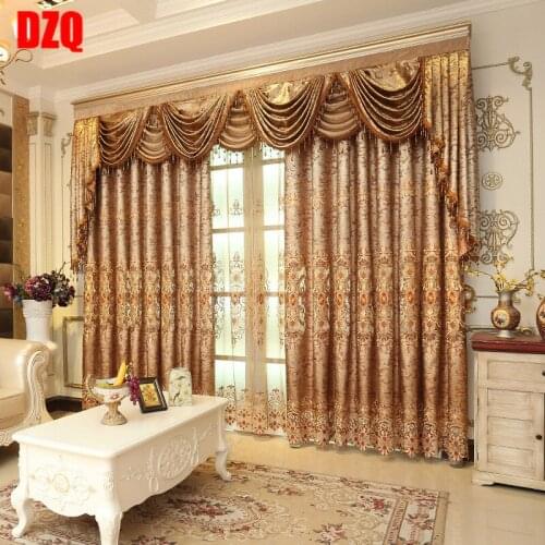 European Luxury Curtains Water Soluble Embroidery Valance Curtains for Living Room Bedroom Curtains Tulle Fabric