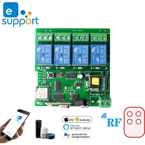 EWelink DIY WiFi Switch Module Wireless Smart Remote Control Receiver Support Inching Self-Locking Interlock Mode 10A Relays