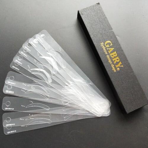 Hot sale 12 Different Eyebrow Template Magic Stencil Eye Brow Make Up Tool Perfect Shape Design Belt
