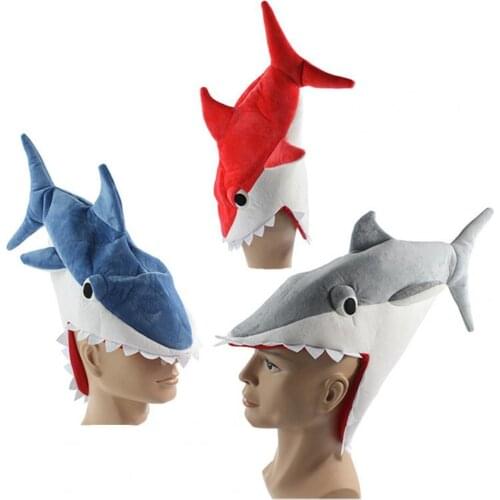Halloween Prank Trick Joke Toy Dress Up Hat Super Soft Eye-catching Fabric Funny Party Animal Shark Hat for Party