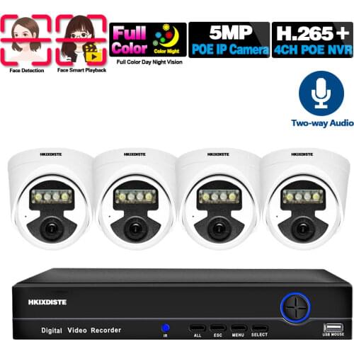 IP CCTV Camera Security System Kit POE 4K 4CH NVR Kit Two Way Audio Home Security Video Surveillance Camera System Set 5MP XMEYE