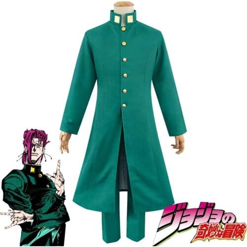 Anime JoJos Bizarre Adventure Noriaki Kakyoin Cosplay Costume Anime Cosplay Halloween Costumes Trench + Pant Set Outfits Suits