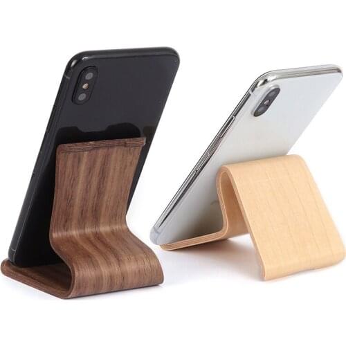 Creative Birch/Walnut Desktop Mobile Phone Holder Mount, Universal Phone Tablet Stands Bracket, Wooden Cell Phone Stand Support