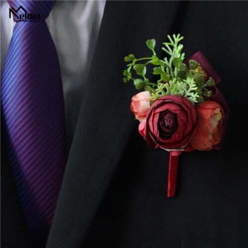 Meldel Wedding Bracelets for Bridesmaid Bracelet Flower Boutonniere Corsage Pin Flowers Boutonniere Men Wedding Marriage Corsage