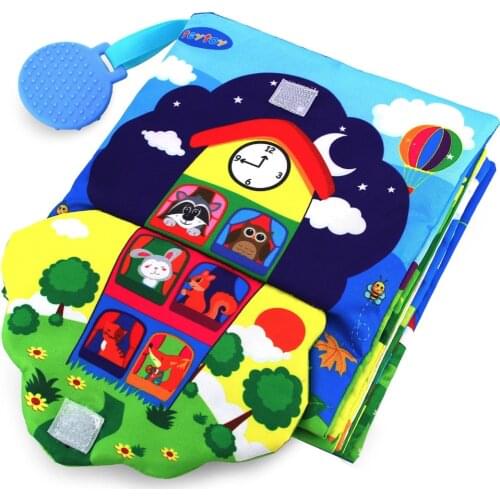 Teytoy Soft Baby Crinkle 3D Touch Fabric Book - Zip,Button, Buckle, Lace, Early Learning Basic Life Skills Soft Toy