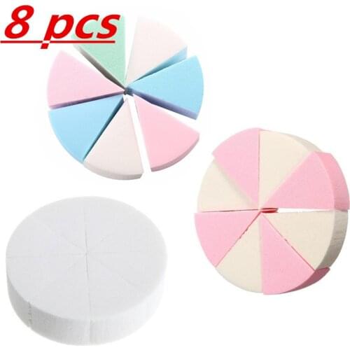 8Pcs Pack Triangle Shaped Candy Color Soft Face Cleaning Pad Puff Cosmetic Puff Clean Sponge Wash Face Makeup Sponge Gifts
