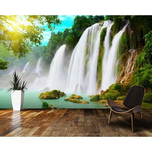 Custom photo landscape Wallcoverings,3D Waterfall for living room bedroom kitchen background wall waterproof PVC wallpaper
