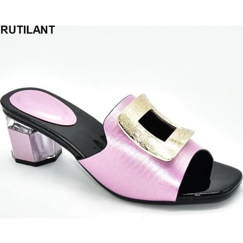 Latest Design Comfortable PU Shoes with Shining Diamond Lady Slippers Party Pumps Italian High Heels Autumn Slipper for Wedding