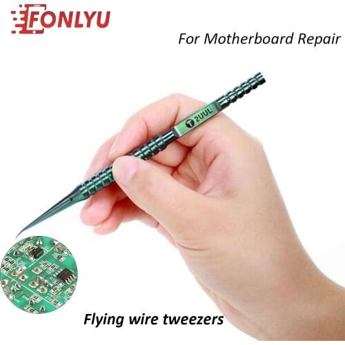 Newest 2UUL Titanium Alloy Flying Wire Tweezer Blue Curned Straight Tip For Mobile Phone Motherboard Repair Precise Wire Jump
