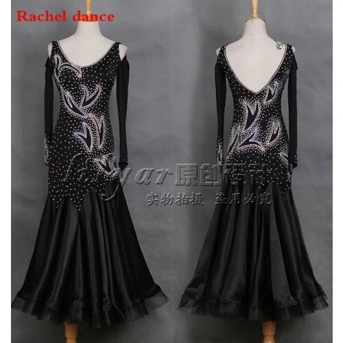 2017 New Woman High-End Big Wwing Standard Ballroom Dance Costume Dress For Competition Sequins Waltz/Tango/Foxtrot Costumes