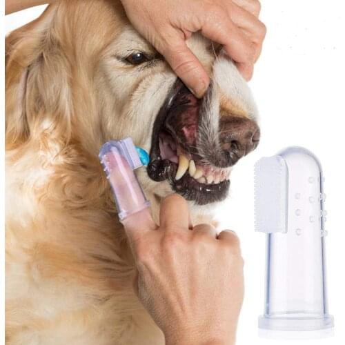 New Hot Selling Super Soft Pet Finger Toothbrush Teddy Dog Brush Bad Breath Tartar Teeth Tool Dog Cat Cleaning Supplies