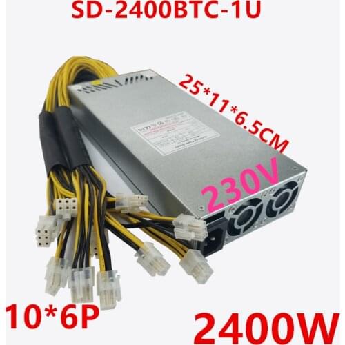 New Original PSU For R-Senda Single Channel 12V 10*6P 2400W Power Supply SD-2400BTC-1U