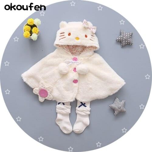 Okoufen 2019 new baby girl clothes cloak spring and autumn kids clothing coat cartoon children cloak retail