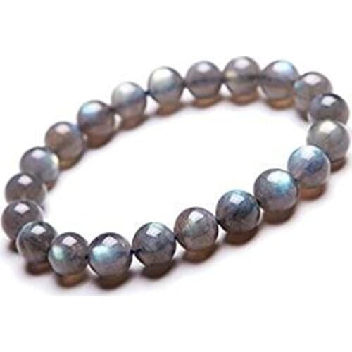 Genuine Rainbow Lights Natural Labradorite Bracelets For Women Lady Stretch Crystal Round Bead Bracelet 9mm