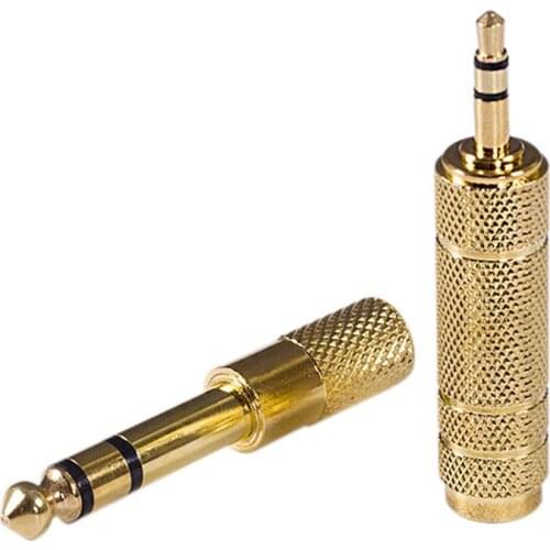 2pcs Audio jack converter adapter stereo jack for 6.5mm male to 3.5mm Female electric guitar headset for Musical Instrument tool