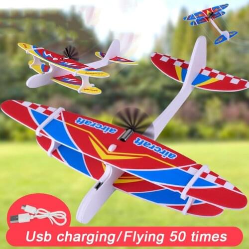 Airplane Hand Throwing Glider Capacitor Electric Aircraft Foam Inertial Plane Model Relieve Kids Toys Avion Airplane TSLM1