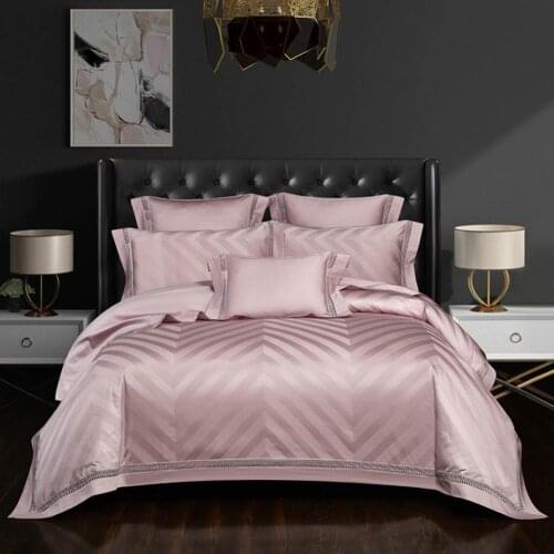Papa&Mima Satin 100S Egyptian Cotton Duvet Cover Set Jacquard Queen King Size Linens