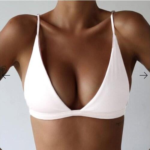 Sexy Women Bandage Bikini Top Push-up Padded Bra Bralette Bustier Crop Tops Swimsuit Swimwear