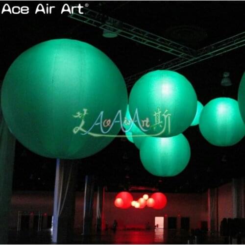 1.2m Diameter sphere balloon inflatable round ball,customized color,gree,red,yellow hanging decor with led white lights on sale