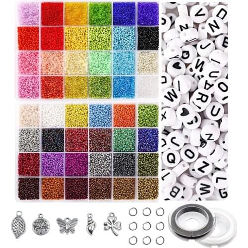 Bracelet Beads for Jewelry Making Kit, Bead Craft Kit Set, 2mmGlass Seed Letter Alphabet Beads DIY Art and Craft with