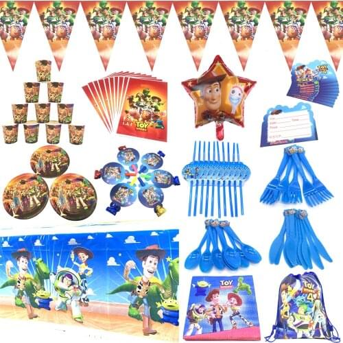 Theme Toy Story 4 Party Supplies Napkins Cup Plate Flag Disposable Tableware Set Toy Story 4 Birthday Party Decorations Supplies