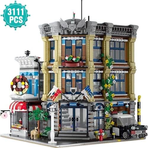 High-tech ideas Police Station Architecture Model Building Blocks Street View House Bricks Assembly Toys Gift For Children