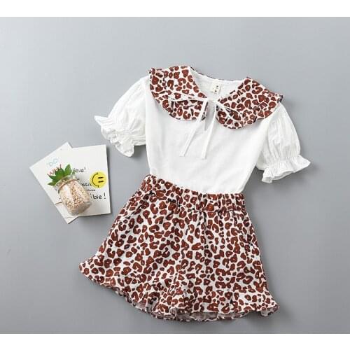 2-7 years High quality girl clothing sets 2019 new summer fashion pattern solid kid children girl clothing shirt+skirt 2pcs