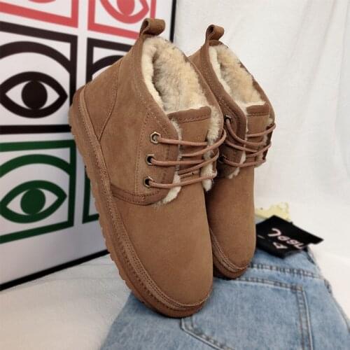 2020 winter new outdoor snow boots mens fur integrated warm outdoor non-slip cotton boots wear-resistant low-top mens shoes