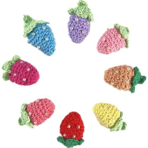 Zsbszc Free shipping DIY strawberry patch wool hand-crocheted lace corsage garment accessories 8 color options 50pieces SXJ001
