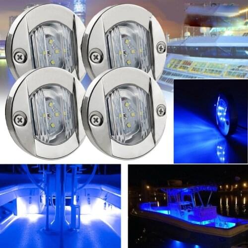 1PC 6LED 12V Round Marine Navigation Light Chrome Boat Polished Stainless LED Transom Mount Stern Anchor Lights Flush Mount