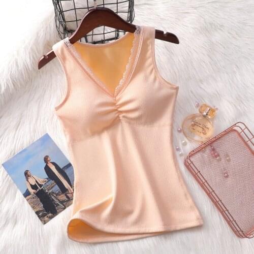 Women 2021 Autumn Winter New Fashion Thick Warm Vests Female Plus Size Bottoming Vest Tops Ladies V-neck Slim Vest Tops D455