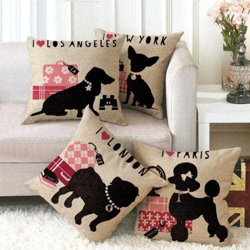 45cm*45cm Black Shadow Pet Dog linen/cotton throw pillow covers couch cushion cover home decor pillow