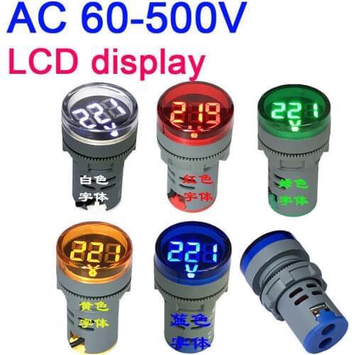 60-500V AC Voltmeter digital LED display VOLT voltage meter + signal indicator light 110v 120V 220v 230V 240V 380V AC