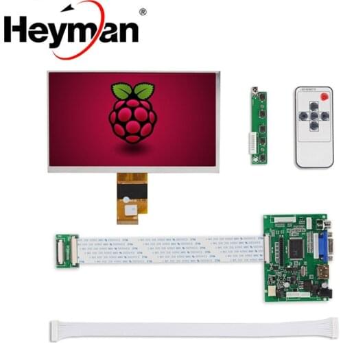 7 inch LCD Display Screen High Resolution Monitor Remote Driver Control Board 2AV HDMI VGA For Lattepanda,Raspberry Pi