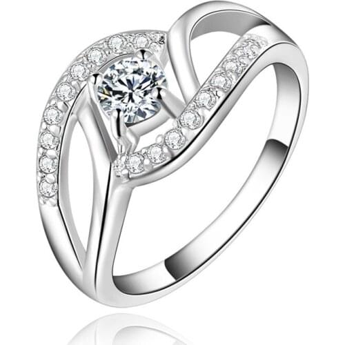 925 Sterling Silver AAA zircon shiny Ring Classic For Women Fashion Wedding Engagement Party Charm Jewelry Gift