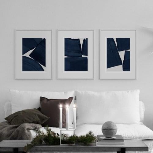 Abstract Geometry Dark Blue Nordic Posters And Print Modern Wall Art Canvas Painting Gallery Decoration Pictures For Living Room