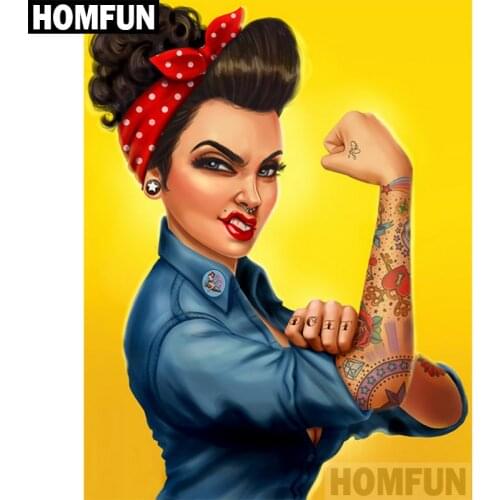 HOMFUN Full Square/Round Drill 5D DIY Diamond Painting "Strong girl" Embroidery Cross Stitch 5D Home Decor Gift A03768