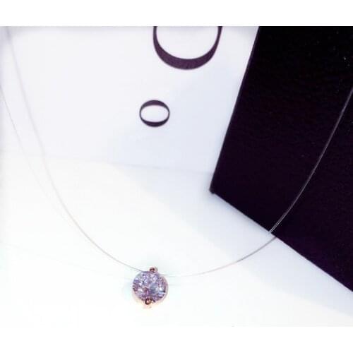 Big Bling Zircon Stone Pendant Invisible Fishing Line Choker Necklace for Women Fashion Jewelry 2021 New Trend