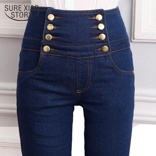 Womens Spring Autumn Jeans High Waist Skinny Pants Elastic Waist Jeggings Casual Plus Size Jeans for Women Warm Jeans 8244 50