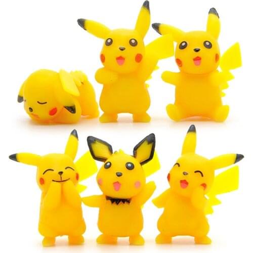 6pcs/lot 4.5cm TAKARA TOMY Pokemon Action Figures Toys Cute Pikachu DIY PVC Figures Toys Model for Kids Children Gifts