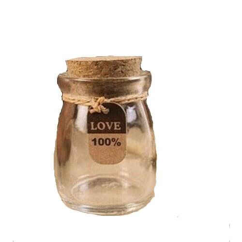 Vials Jars Containers 100ML Small DIY Wishing Bottle 2PCS Cute Mini Clear Cork Stopper Glass BottlesSize 55x75mm Free Shipping