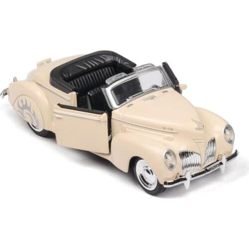 Lincoln convertible classic car with sound and light simulation 1:38 alloy childrens toy car model decoration Beige car