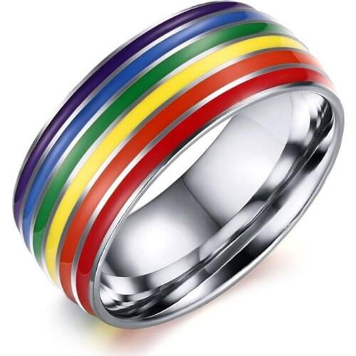 Rainbow Ring Jewelry Titanium Man Men Gay 7 8 9 10 11 12 Finger Rings for Women Anillos Mujer Anel Masculino Bague Femme Anillos