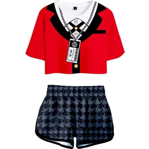2pcs Anime Jabami Yumeko / Meari Saotome / Momobami Kirari Cosplay Tshirt + Shorts Sets For Kids Girls C29M236