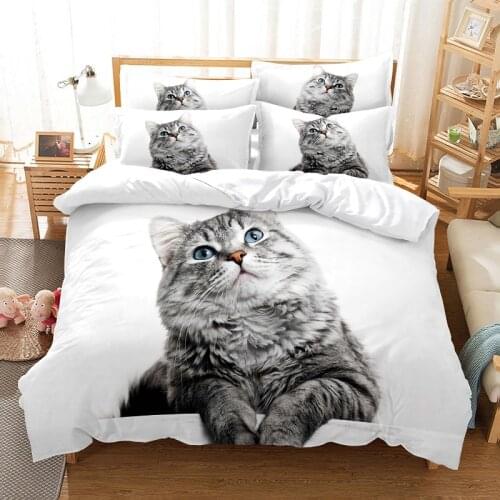 Cat Bedding Duvet Cover Set 3d Digital Printing Bed Linen Fashion Design Comforter Cover Bedding Sets Bed Set
