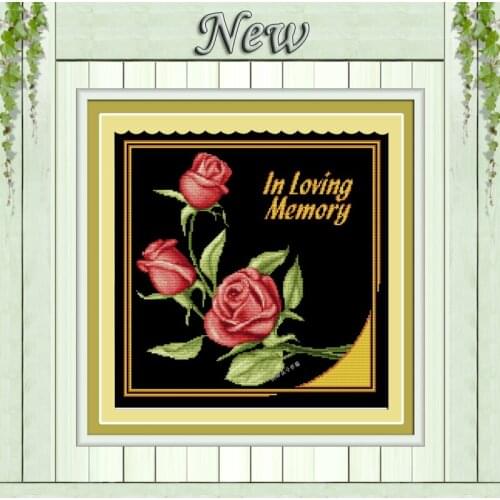 Red rose love flowers black cloth painting counted on canvas DMC 14CT 11CT unprinted Cross Stitch Embroidery kits Needlework Set