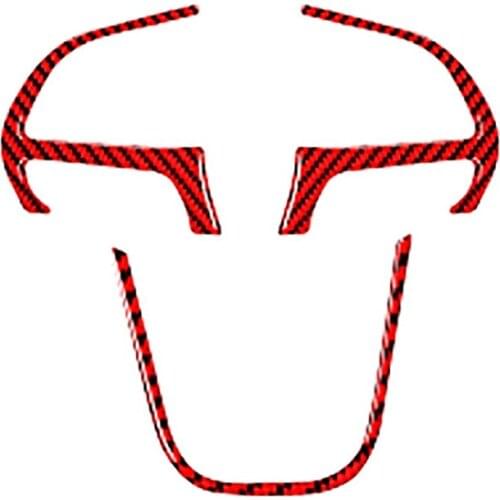 Red Carbon Fiber for Dodge Challenger 2015-2020 Car Steering Wheel Button Cover Trim Sticker Interior Accessories, 3PCS