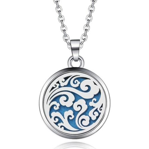 Wave & cloud shape Aroma Pendant Necklace Stainless Steel Aromatherapy Essential Oil Diffuser Perfume Box Locket Pendant Jewelry