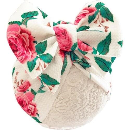 Fashion Baby Turban hat with bow Print fabric Toddler Beanie Hat Big bow Hats girls Turban hat Soft Caps Newborn Gifts H263D