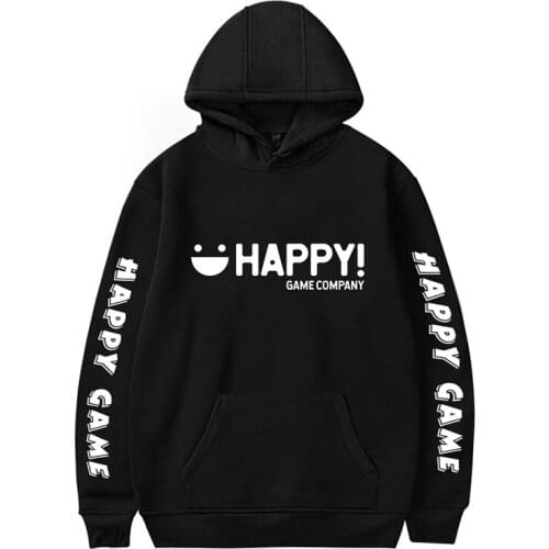 Fashion Happy Game Hoodies Sweatshirts Black White Tops Men Women Hooded Pullover Sports Long Sleeve Kawaii Hoodie Kids Clothes